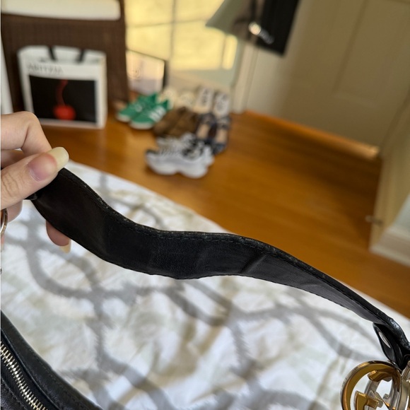 Gucci Black Embossed Hobo Bag with Gold Accents - Picture 2 of 11